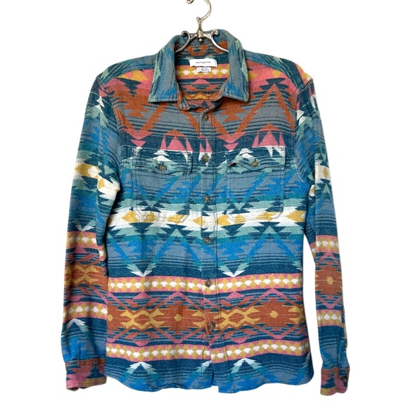 Urban Outfitters Jacquard Flannel Aztec Southwest Button Down Shirt Mens Small - Picture 1 of 11